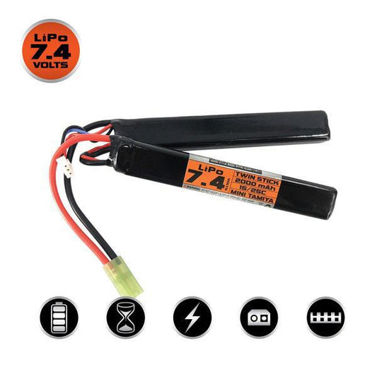Valken LiPo 7.4v 2000mAh 25C/50C Split Airsoft Battery