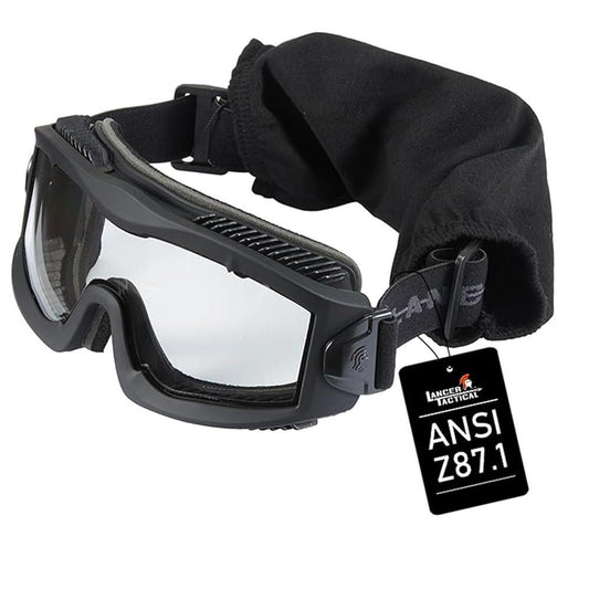Lancer Tactical Aero Goggles (Black with clear lens)