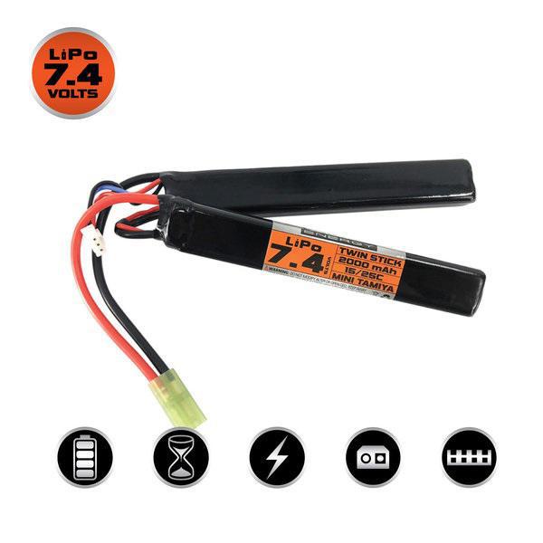 Valken LiPo 7.4v 2000mAh 25C/50C Split Airsoft Battery